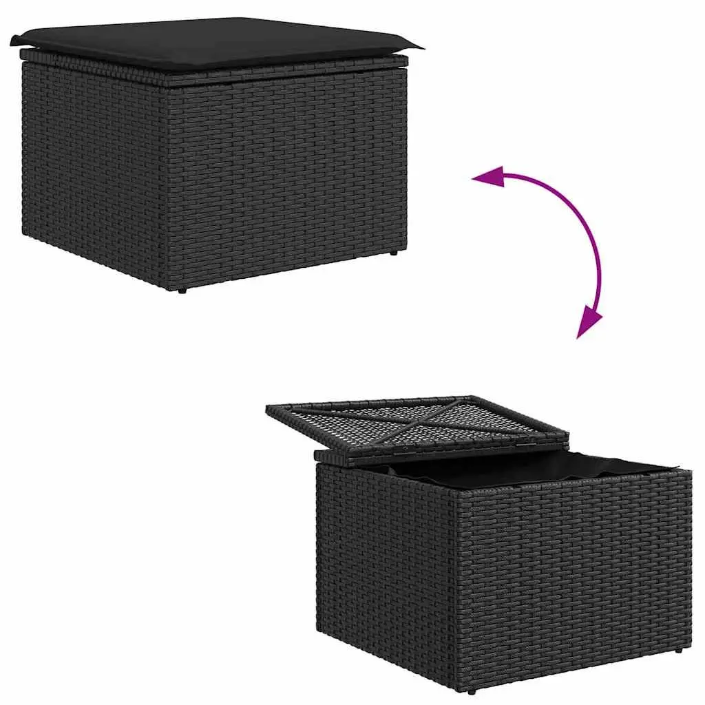 6 Piece Modular Outdoor Sofa Set with Storage Cushions for Patio and Garden Black