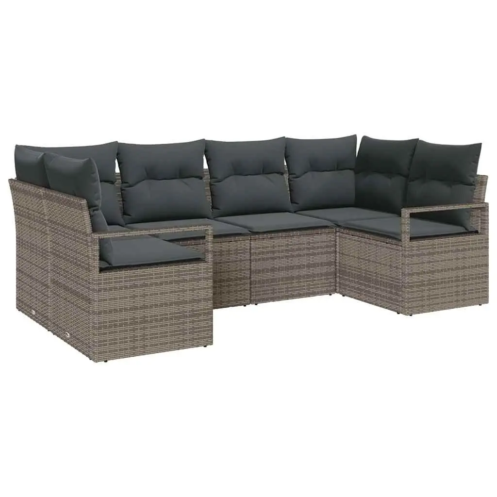 Garden Sofa Set Modular Outdoor Seating 6 Piece Poly Rattan Grey Patio Furniture