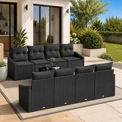 Find Comfort with Our 7-Piece Black Outdoor Sofa Set