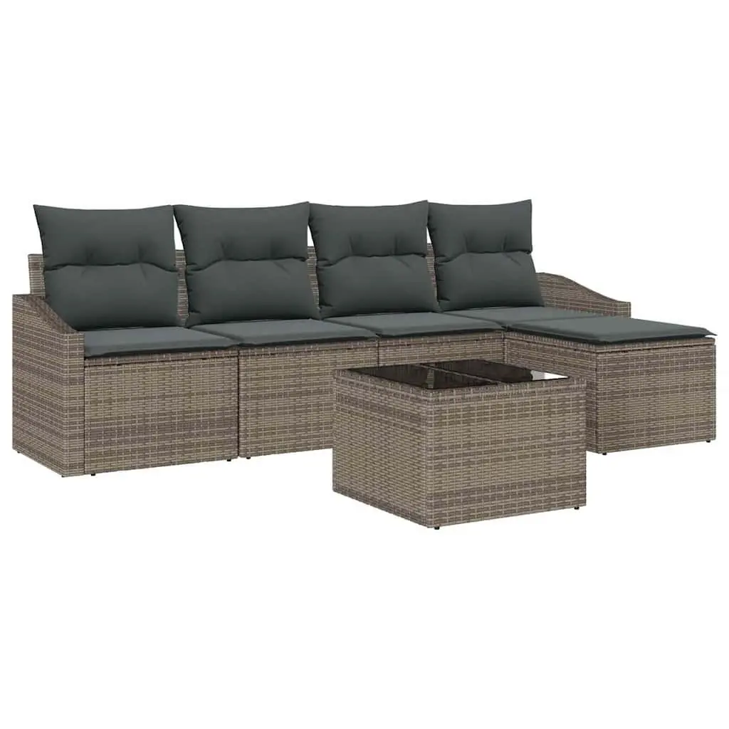 Outdoor Garden Sofa Set 6 Piece Modular Lounge Furniture Light Grey Poly Rattan