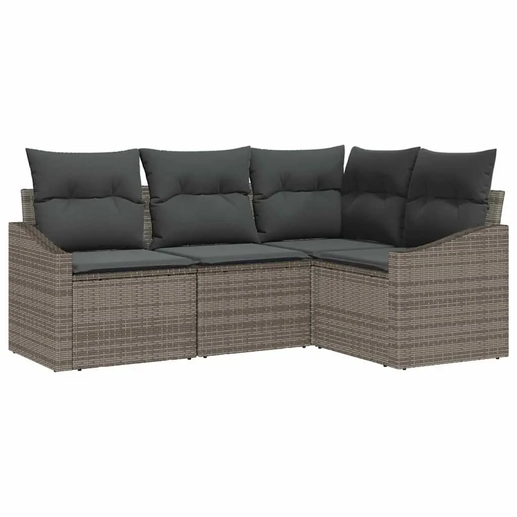 Outdoor Garden Sofa Set Grey Poly Rattan 4 Piece