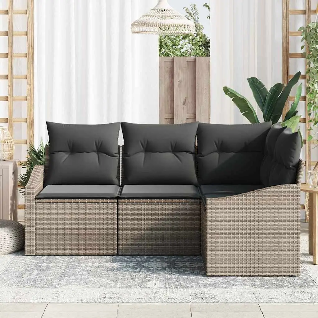 Outdoor Garden Sofa Set Grey Poly Rattan 4 Piece