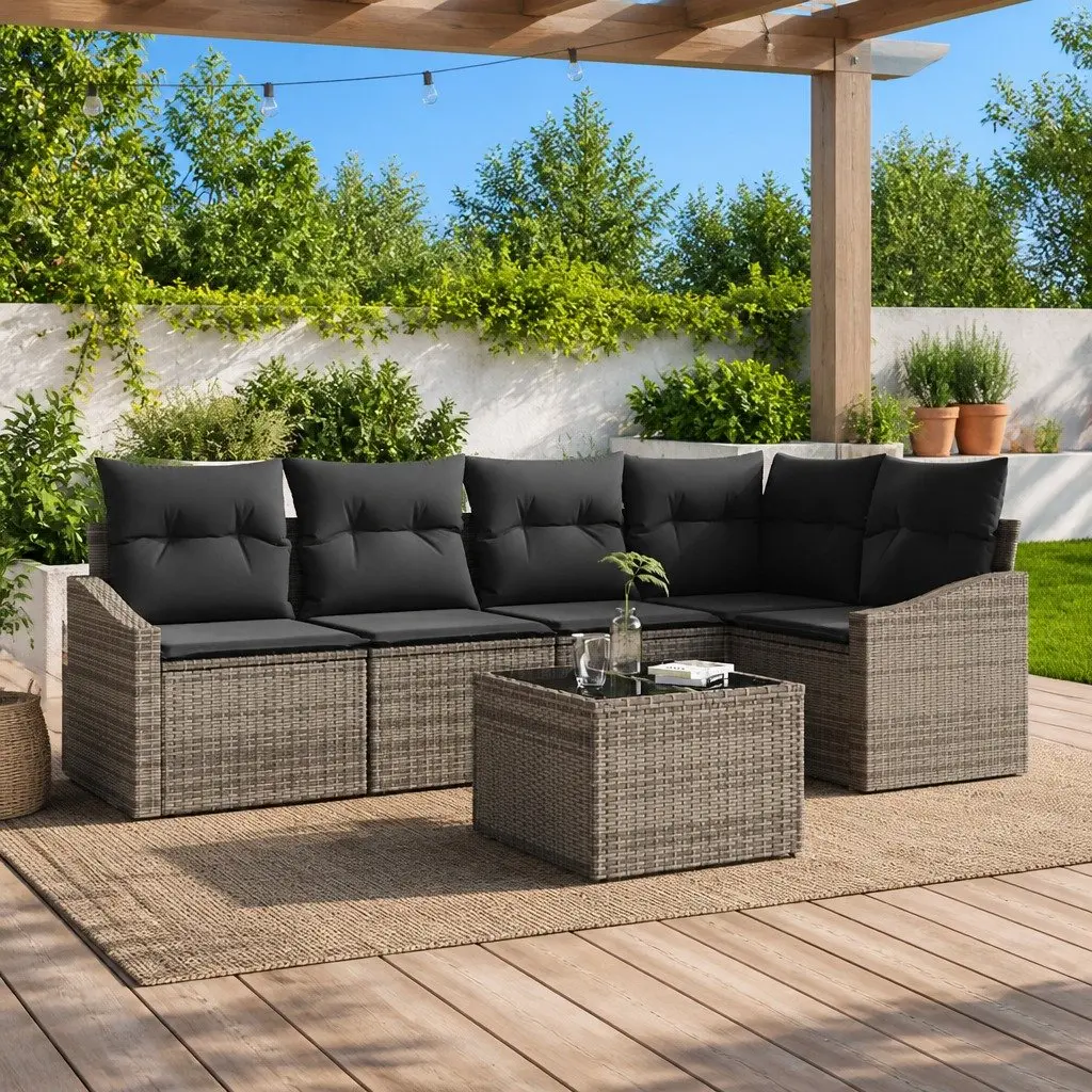 Outdoor Garden Sofa Set Modular Seating 6 Piece Light Grey