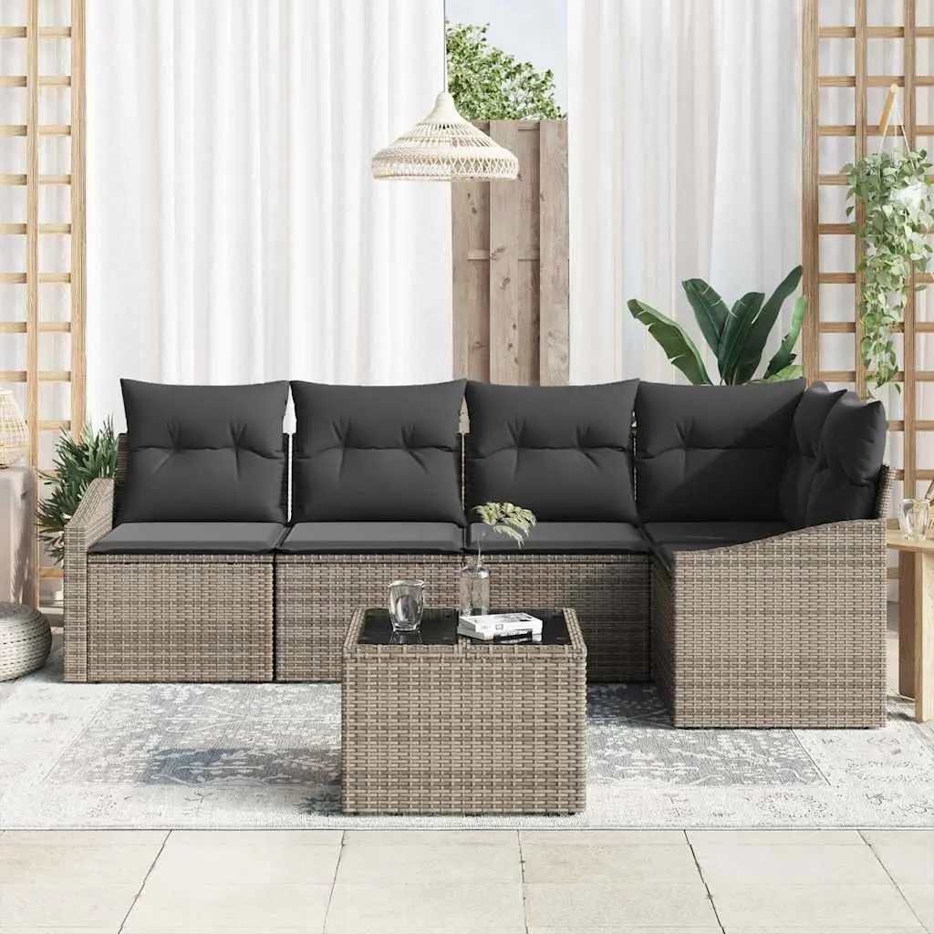 Outdoor Garden Sofa Set Modular Seating 6 Piece Light Grey