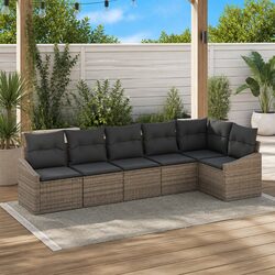 Friendly 6-Piece Grey Poly Rattan Outdoor Lounge Set