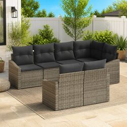 Friendly 7-Piece Outdoor Sofa Set in Grey Poly Rattan