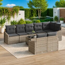 9-Piece Light Grey Outdoor Sofa Set for Relaxation