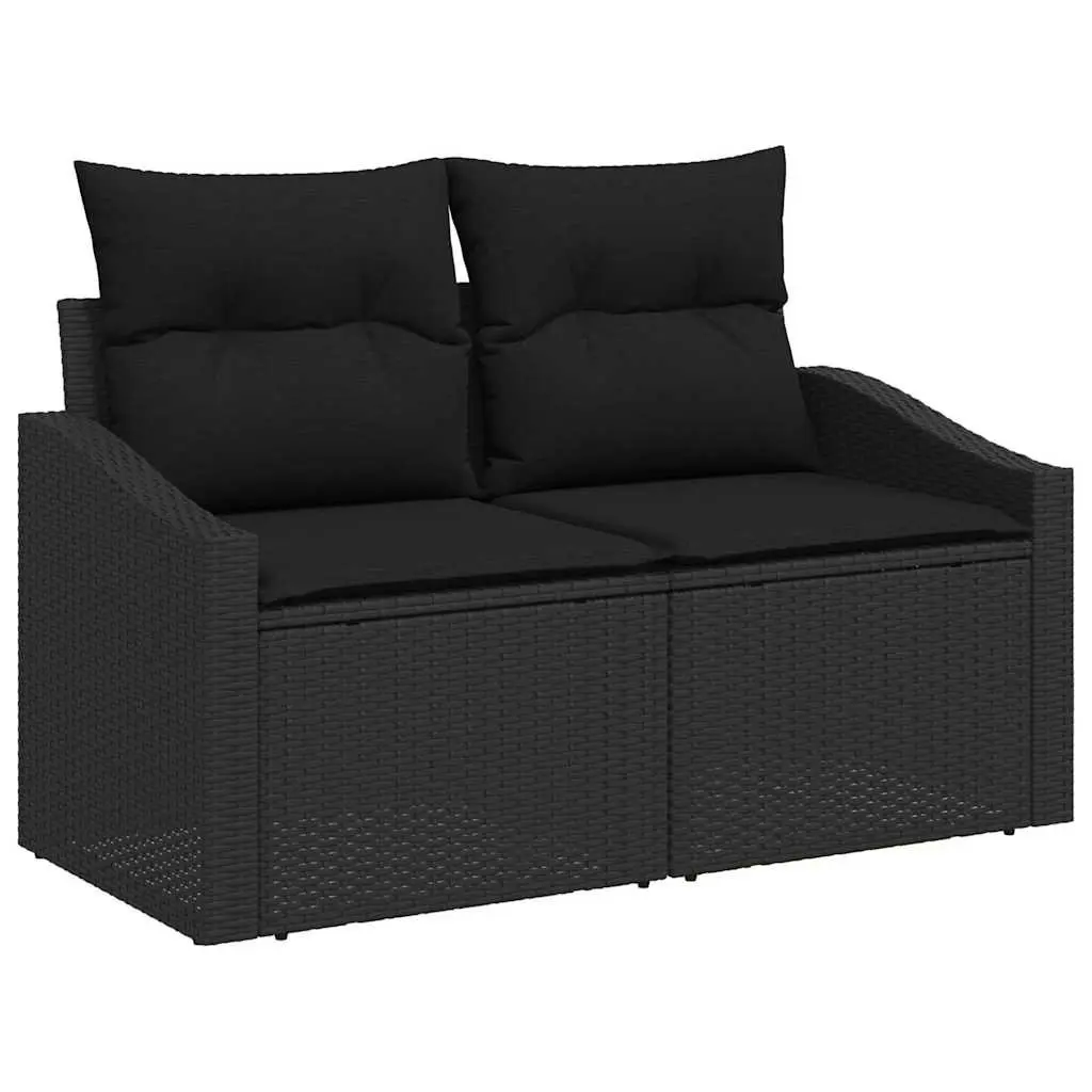 Garden Dining Set 7 Piece Black Outdoor Patio Furniture with Storage Benches