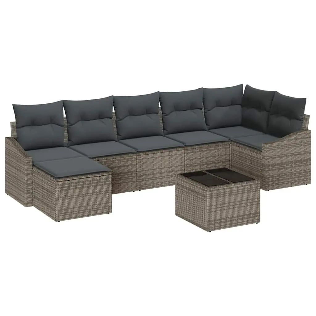 Modular Outdoor Sofa Set 8 Piece Light Grey Poly Rattan Patio Furniture