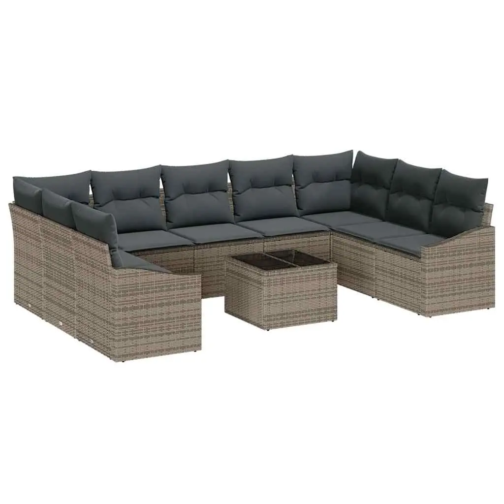 Garden Sofa Set Modular Outdoor Furniture Light Grey Poly Rattan with Storage