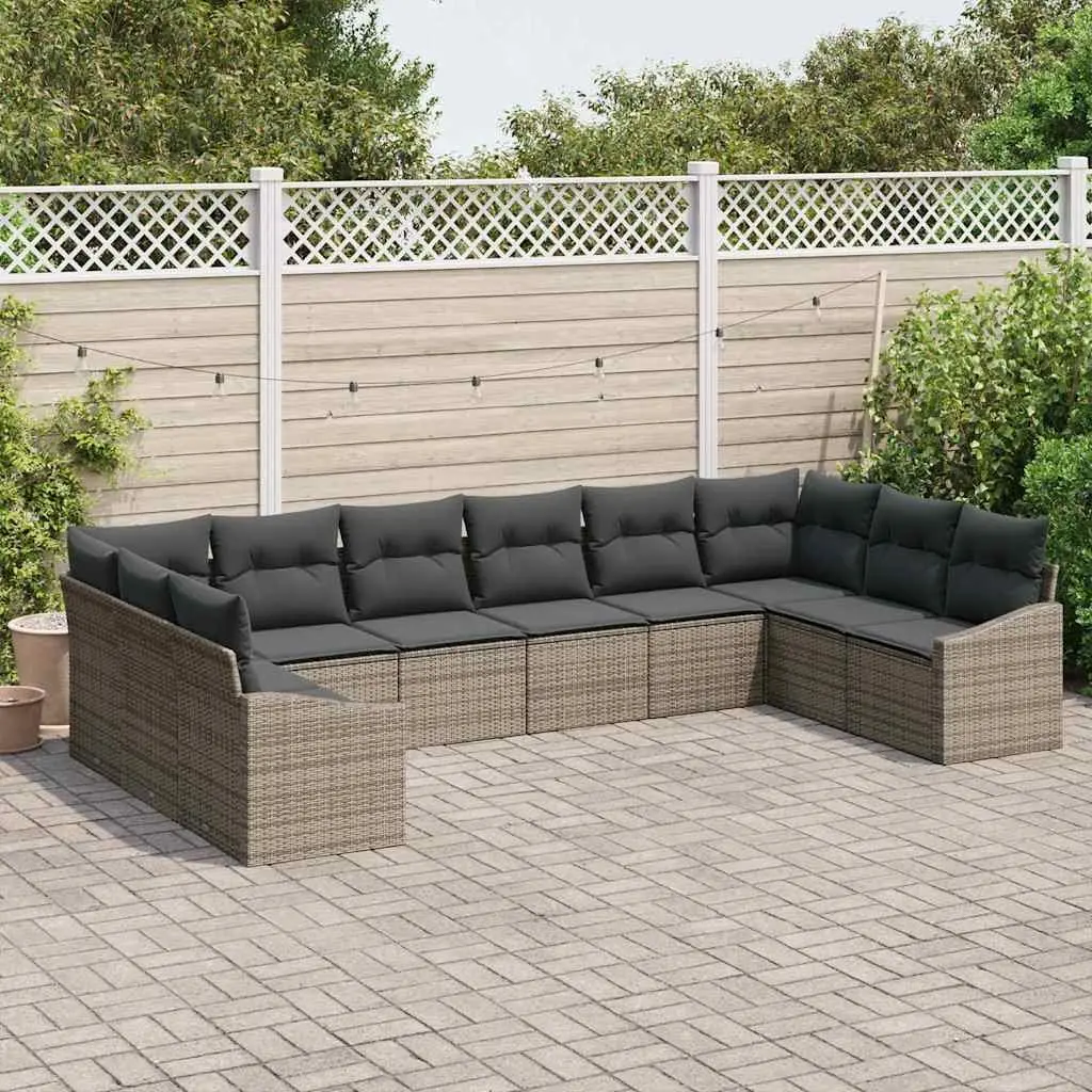 10-Piece Grey Garden Sofa Set