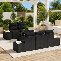 Inviting 6-Piece Black Poly Rattan Garden Sofa Set