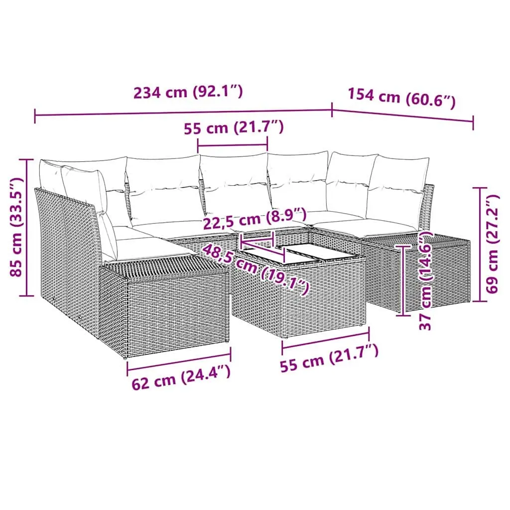 8 Piece Modular Rattan Sofa Set