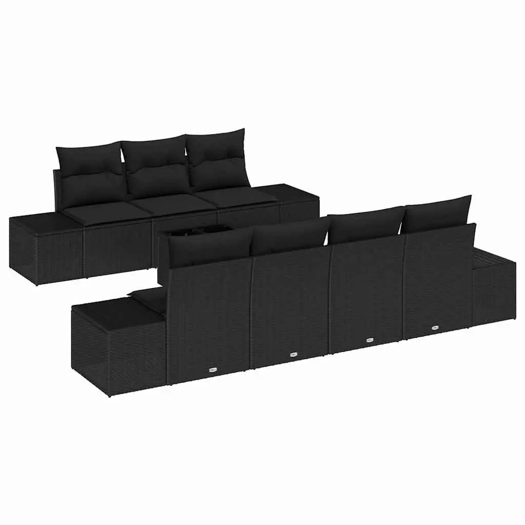 8-Piece Black Sofa Set for Outdoor Living