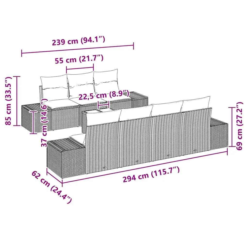 8-Piece Black Sofa Set for Outdoor Living