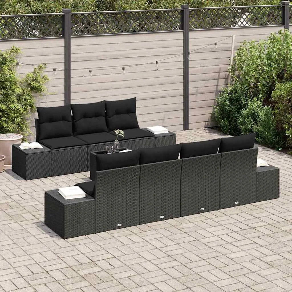 8-Piece Black Sofa Set for Outdoor Living