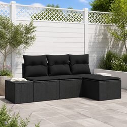 Create Your Perfect Patio with This 4-Piece Black Sofa Set