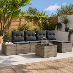 Outdoor Garden Sofa Set 5 Piece Modular Poly Rattan Light Grey Lounge Furniture