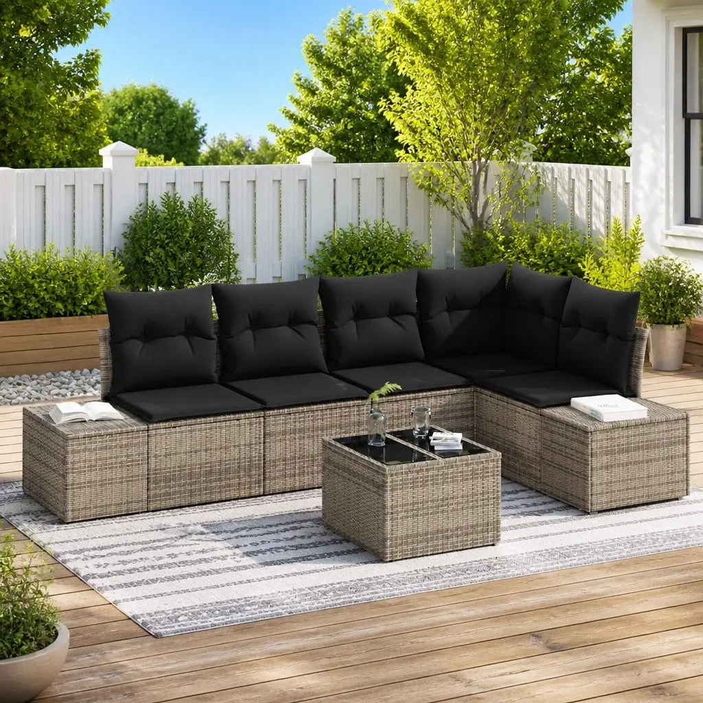 Modular Garden Sofa Set Light Grey Outdoor Furniture Patio Lounger
