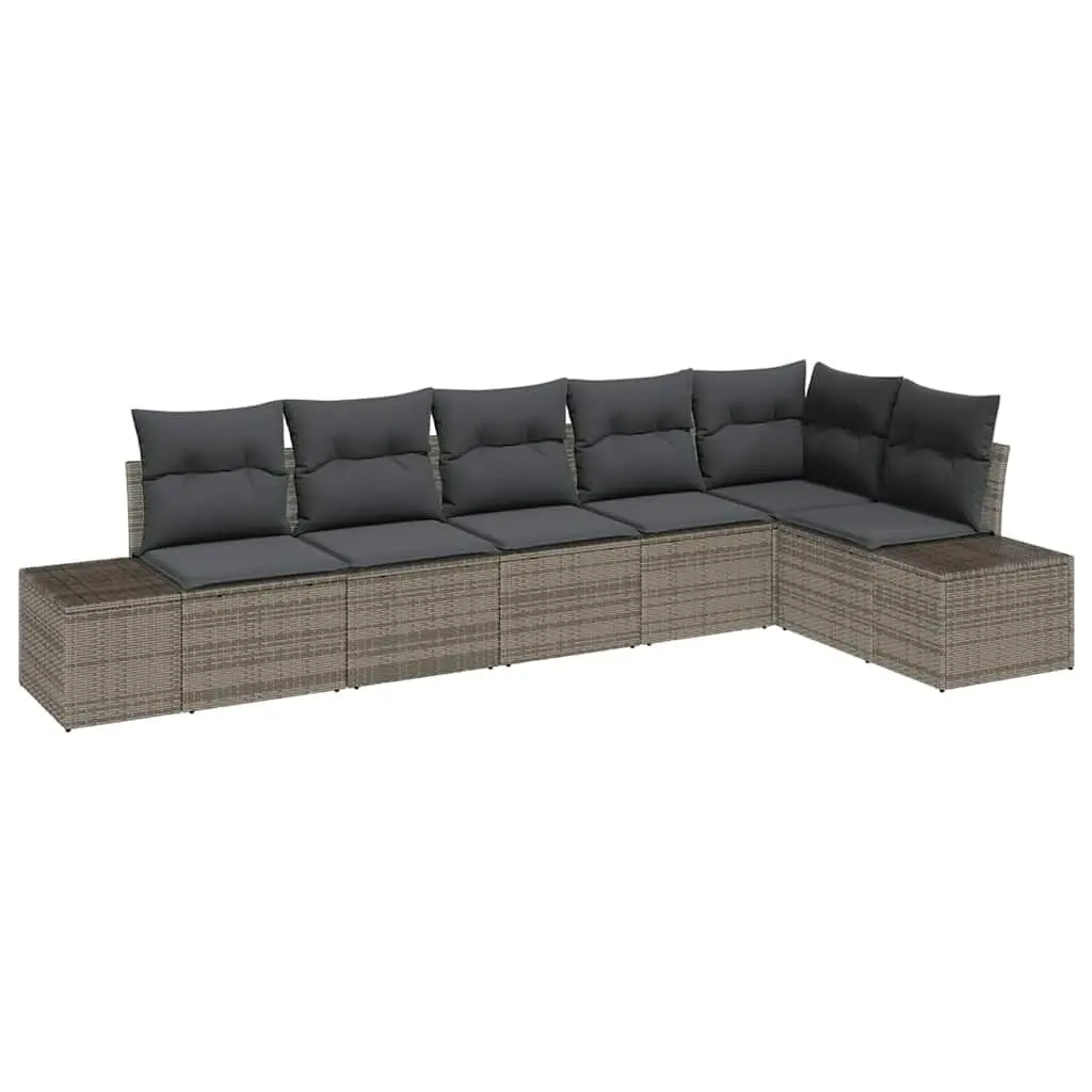 Modular 6 Piece Grey Poly Rattan Garden Sofa Set Outdoor Furniture