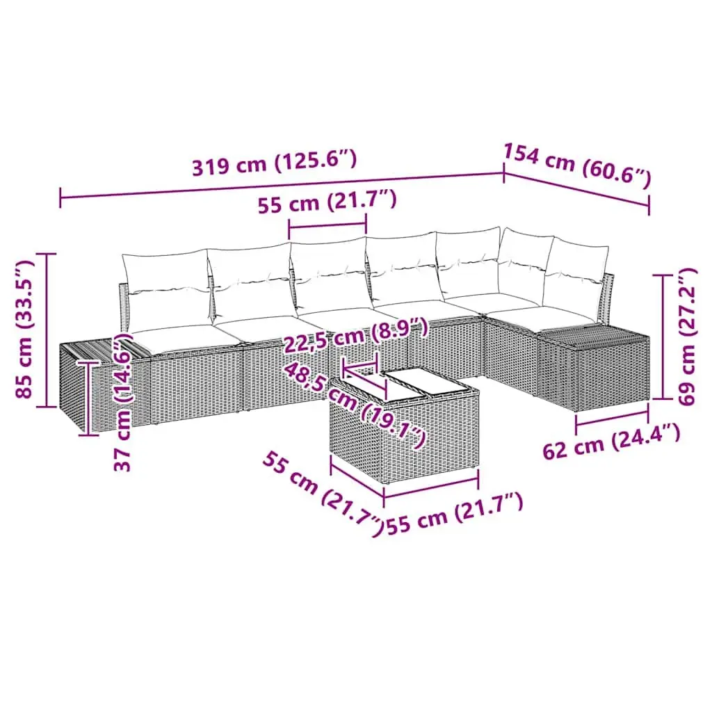Modular Garden Sofa Set Light Grey Poly Rattan Outdoor Furniture