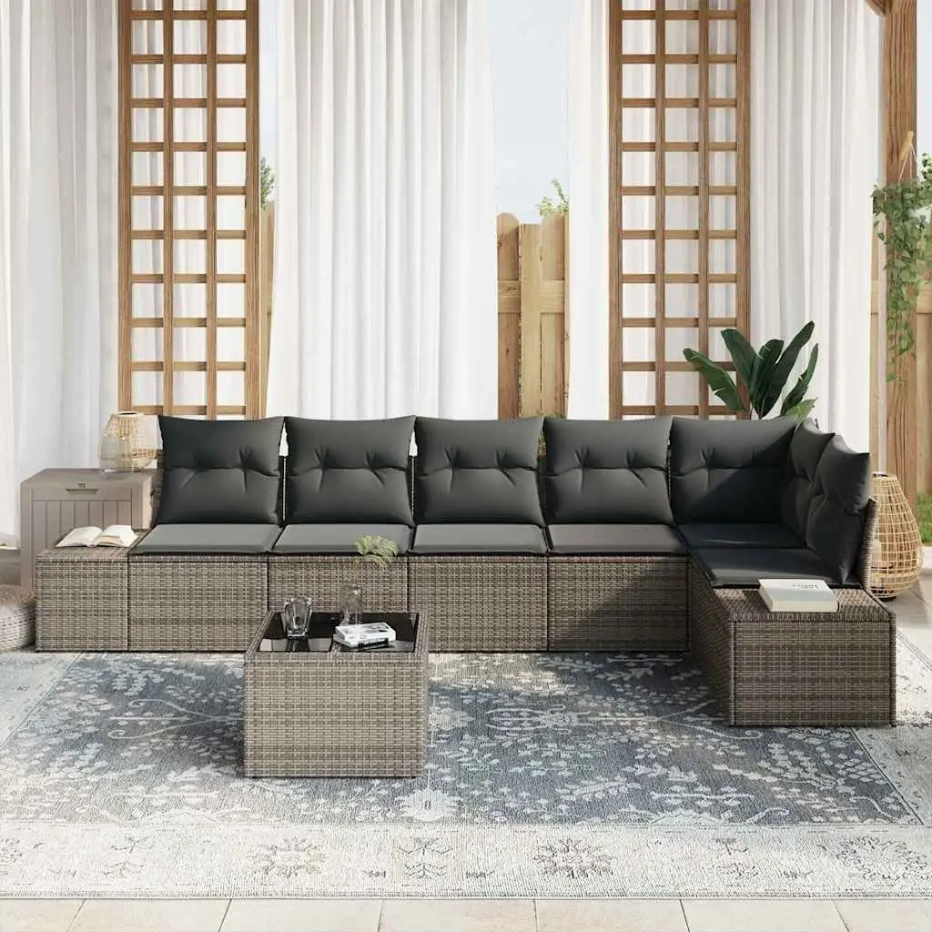 Modular Garden Sofa Set Light Grey Poly Rattan Outdoor Furniture