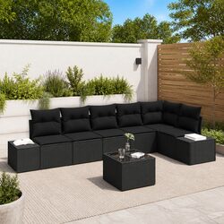 Modular Garden Sofa Set with Storage Outdoor Furniture Patio Lounge Black