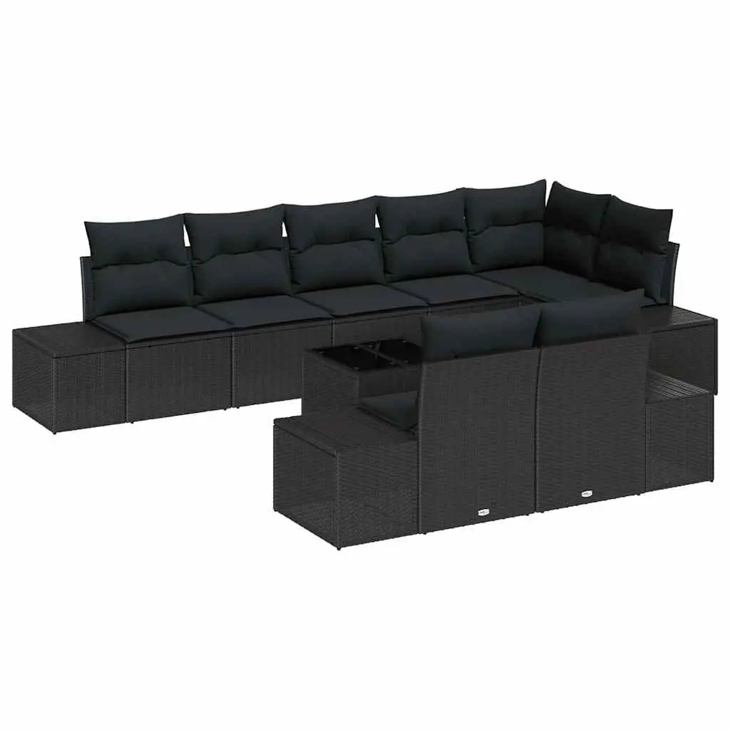 Modular Black Poly Rattan Garden Sofa Set with Waterproof Storage Bag