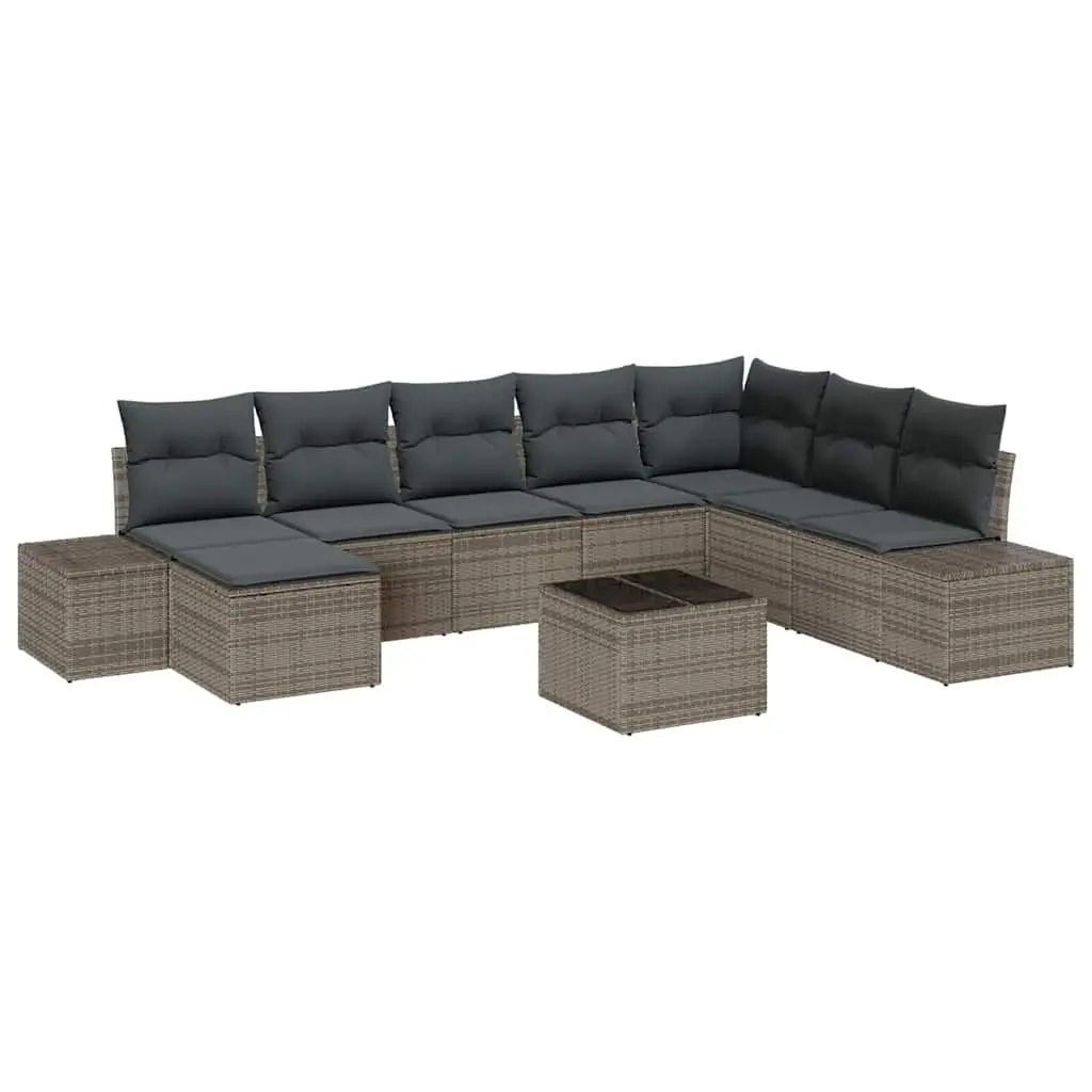 Outdoor Garden Sofa Set Modular Grey Poly Rattan 8 Pieces