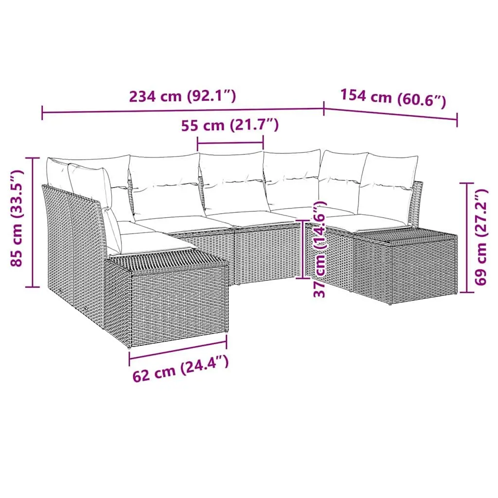 Modular Black Poly Rattan 6 Piece Garden Sofa Set with Storage for Outdoor Seating