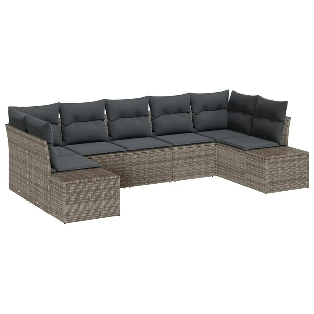 Modular Outdoor Garden Sofa Set Grey 7 Piece Rattan Seating with Storage