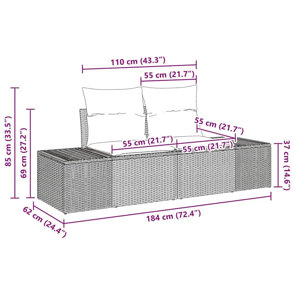 Modular Garden Sofa Set 10 Pieces Grey Poly Rattan Outdoor Seating with Cushions