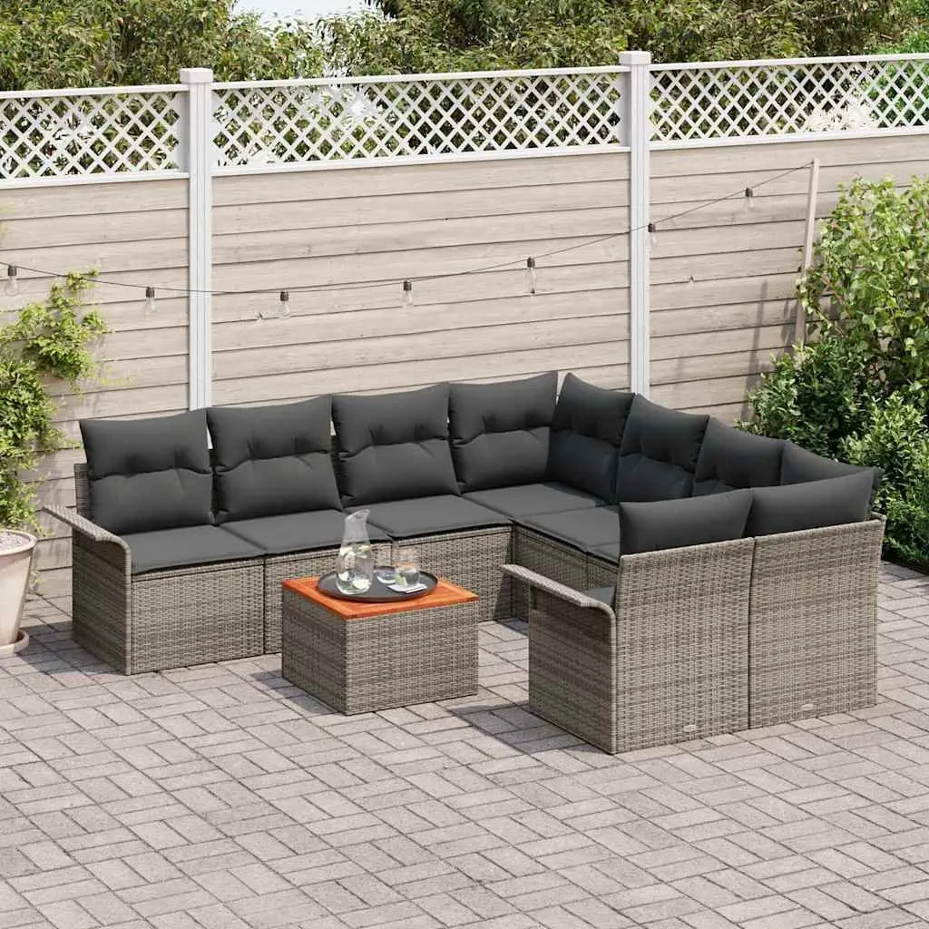 Modular Outdoor Garden Sofa Set 9 Pieces with Storage Grey