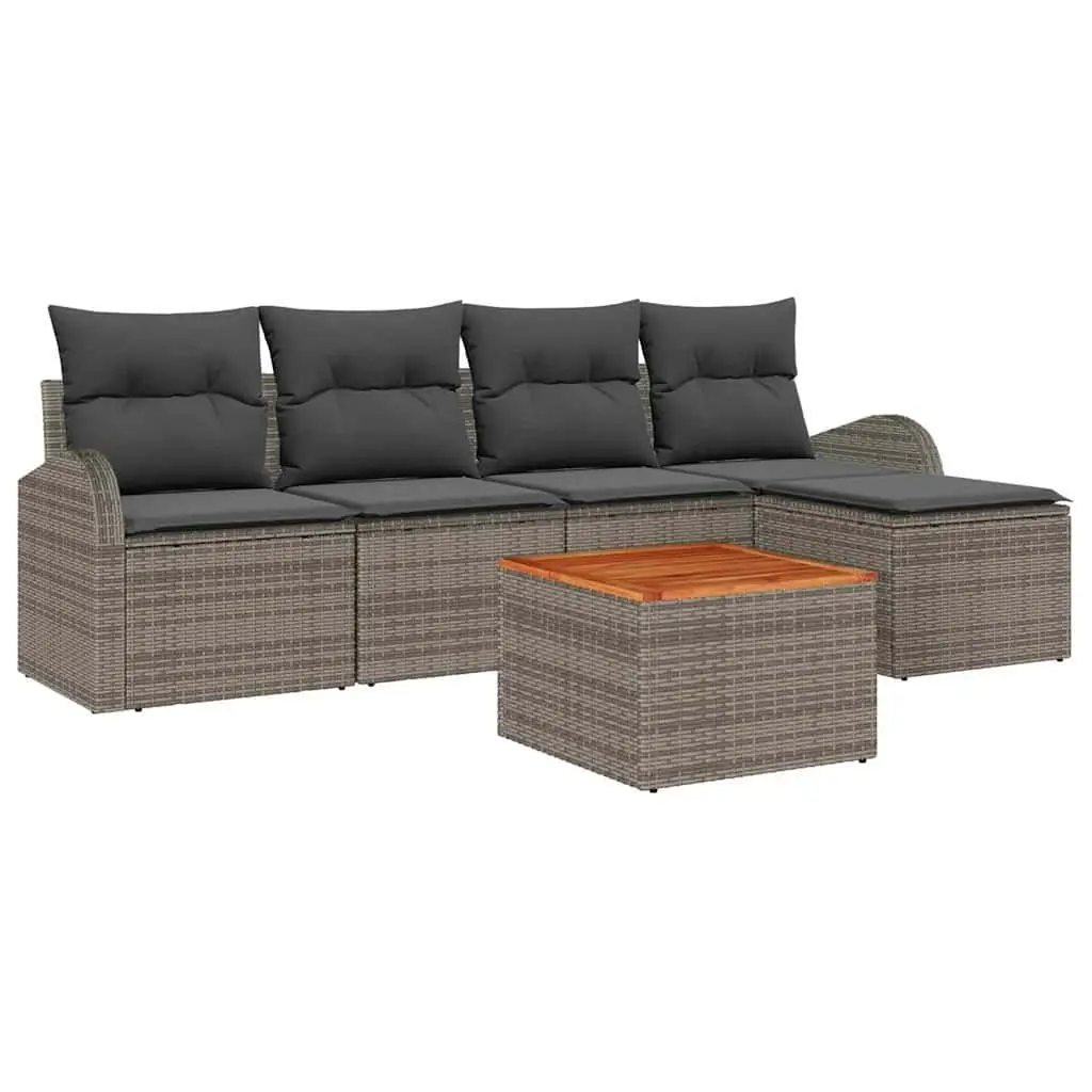 Garden Sofa Set Modular Outdoor Furniture Grey Poly Rattan 6 Piece