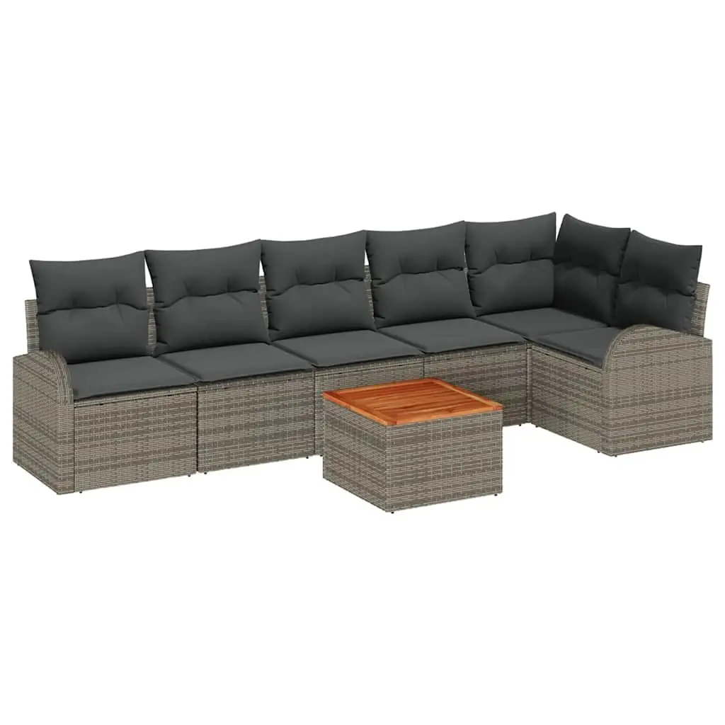 Modular Garden Sofa Set Grey 7 Pieces Outdoor Furniture Patio Seating