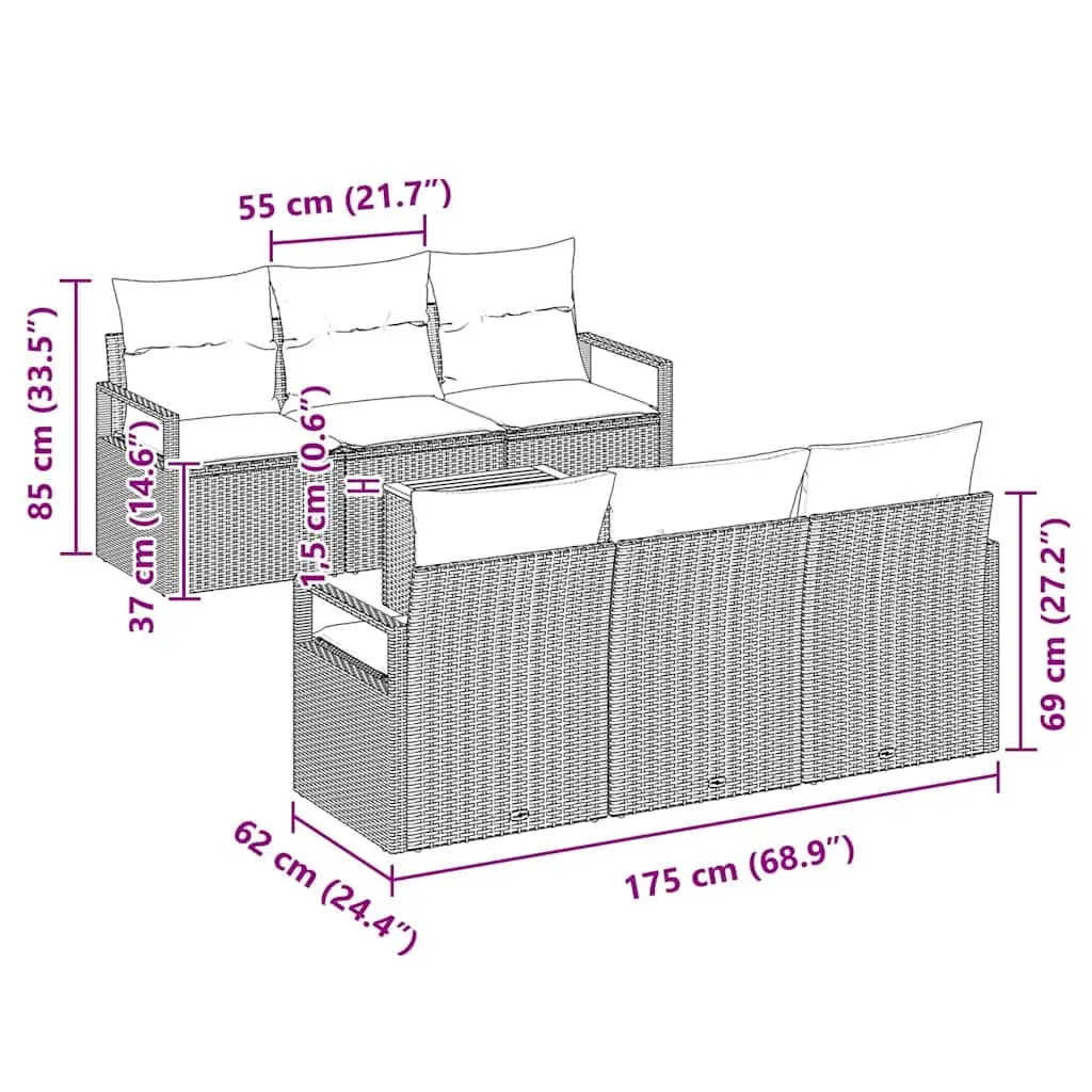 Garden Sofa Set 7 pcs Outdoor Furniture Modular Lounge with Storage Grey