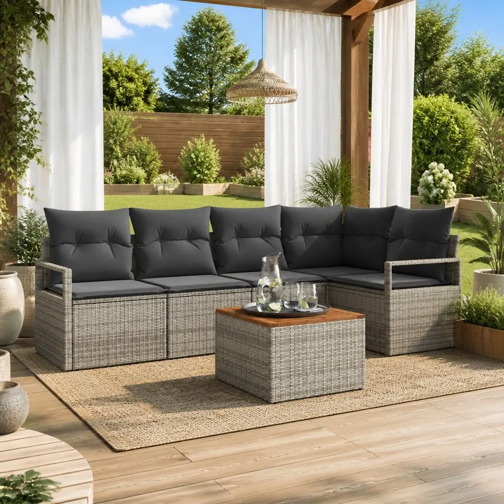 Modular Garden Sofa Set with Storage Grey 6 Piece