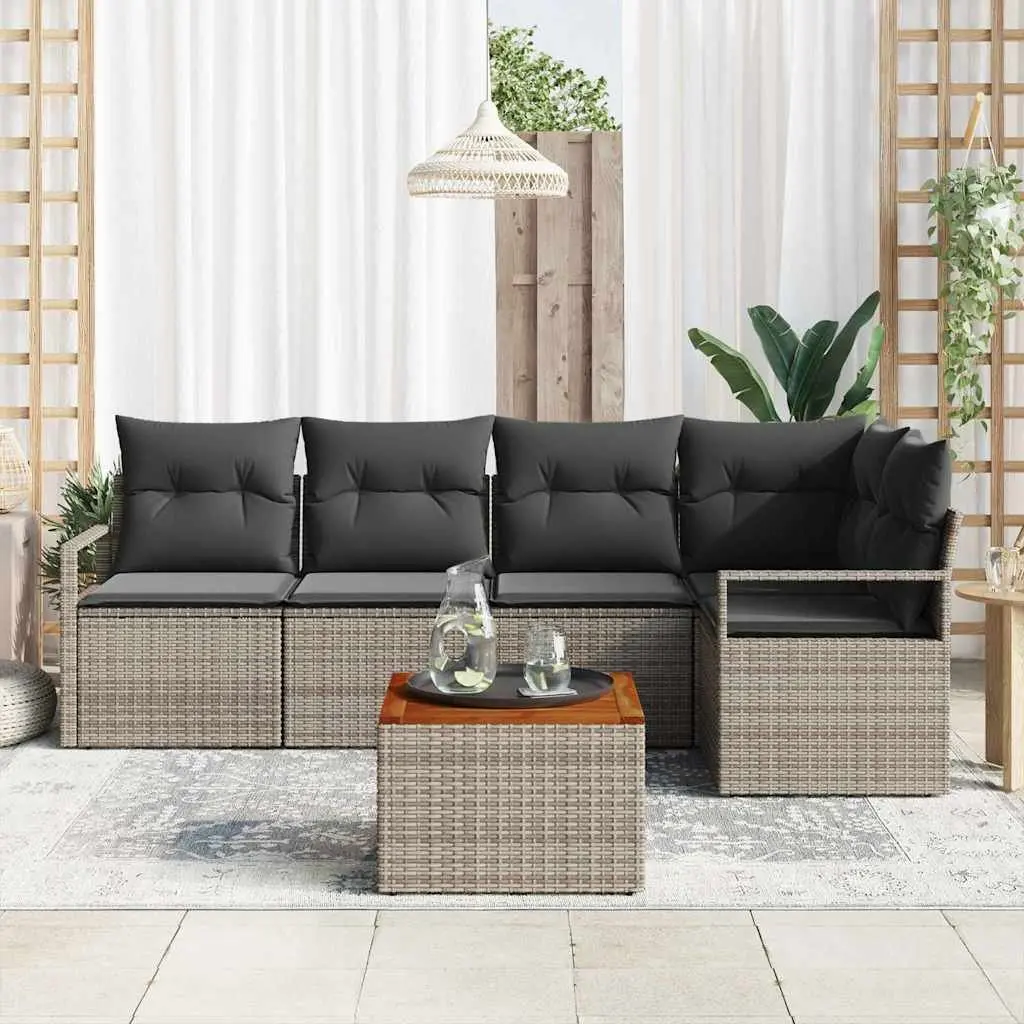 Modular Garden Sofa Set with Storage Grey 6 Piece