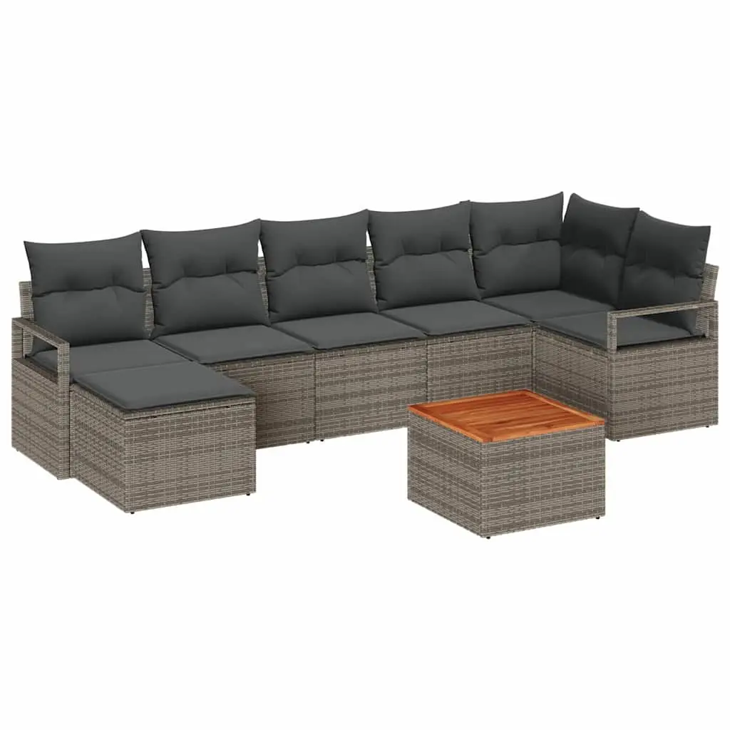 Modular Garden Sofa Set Grey 8 Piece Outdoor Furniture with Storage Table