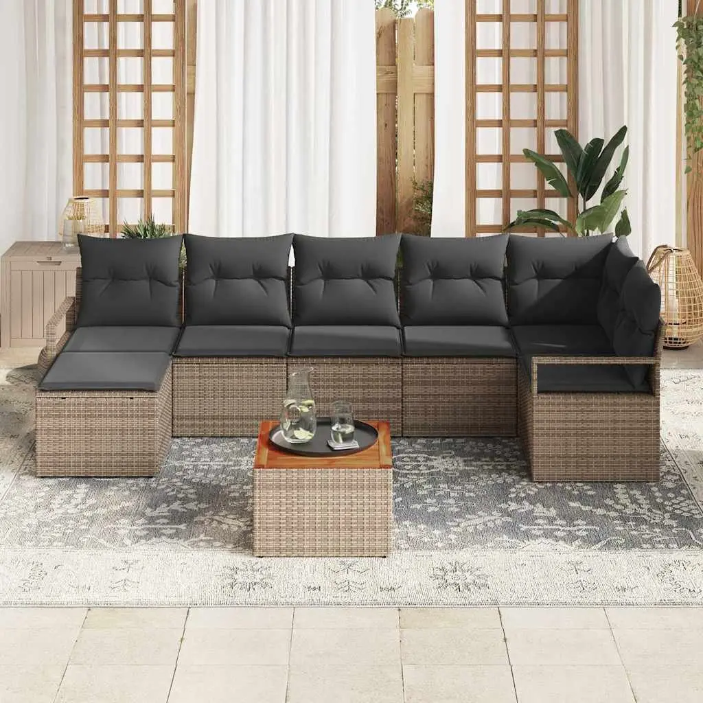 Modular Garden Sofa Set Grey 8 Piece Outdoor Furniture with Storage Table