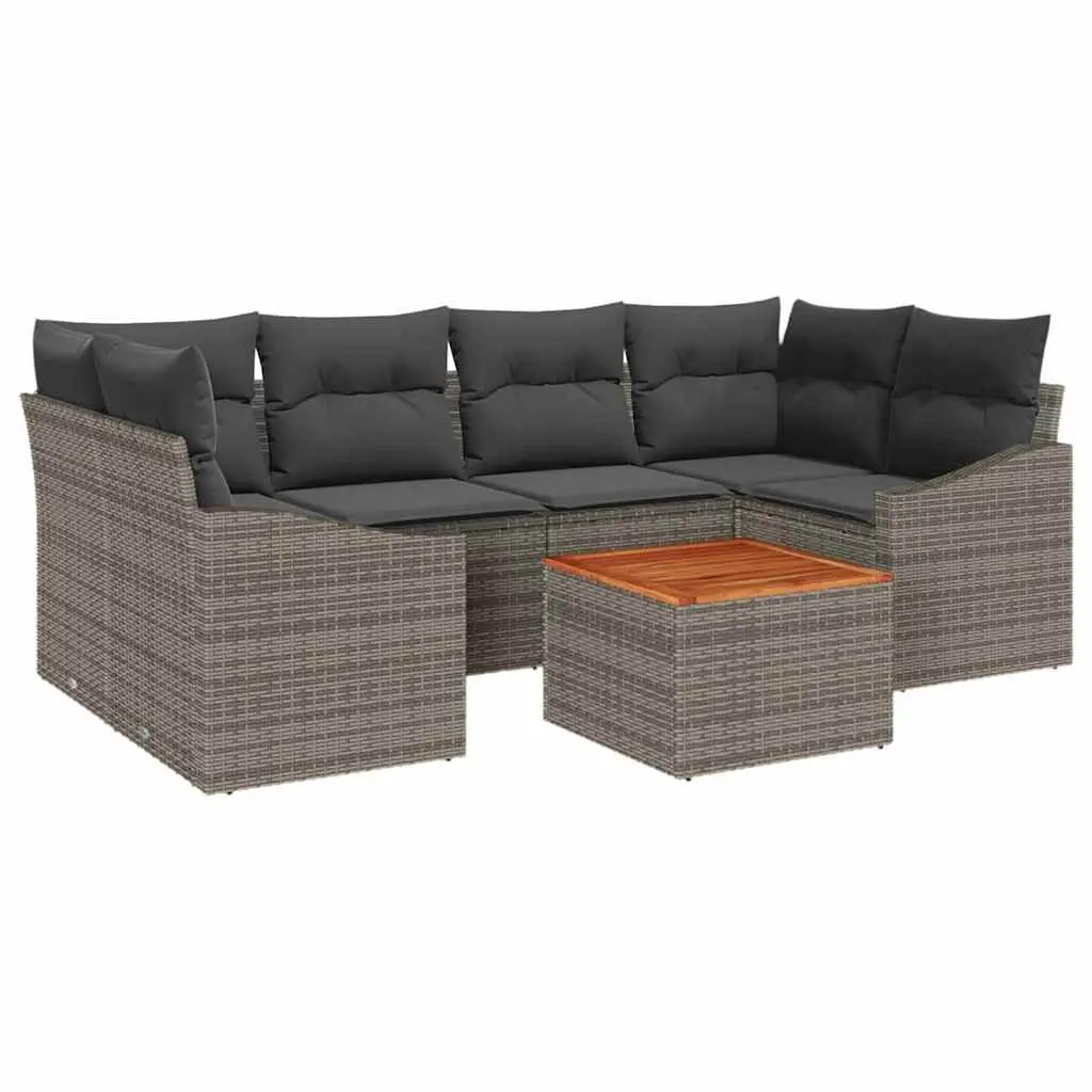 Garden Sofa Set Modular Grey Poly Rattan 7 Piece Outdoor Furniture