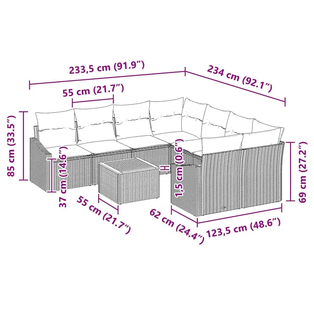 9 Piece Outdoor Sofa Set