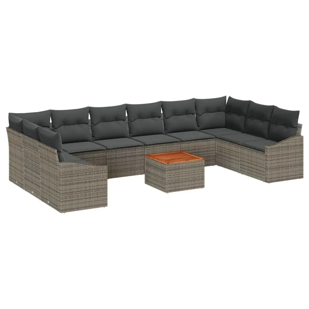 Garden Sofa Set Modular Outdoor Lounge 11 Pieces Poly Rattan Grey
