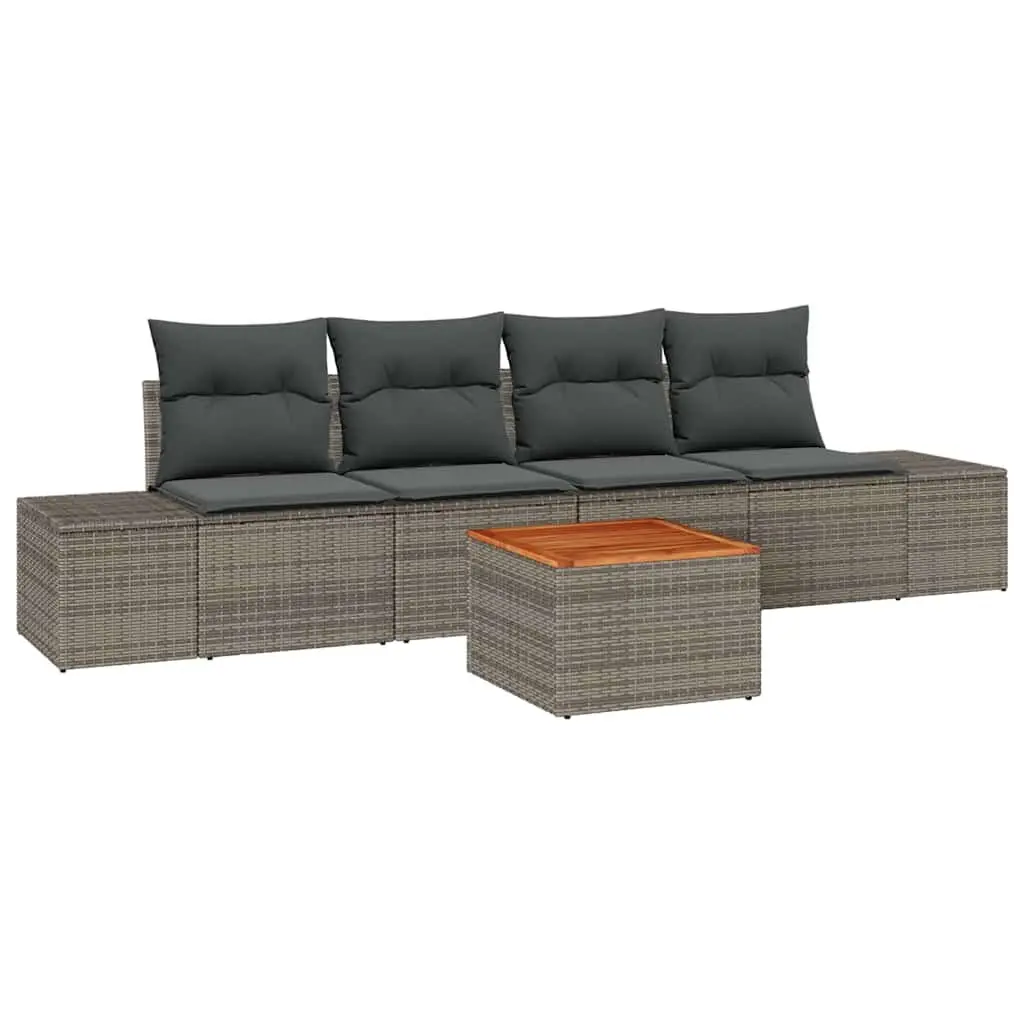 Outdoor Garden Sofa Set Modular Grey 5 Piece Rattan Furniture Patio Lounge