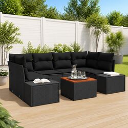 Garden Sofa Set Outdoor Furniture 7 Piece Modular Patio Lounge Black Rattan