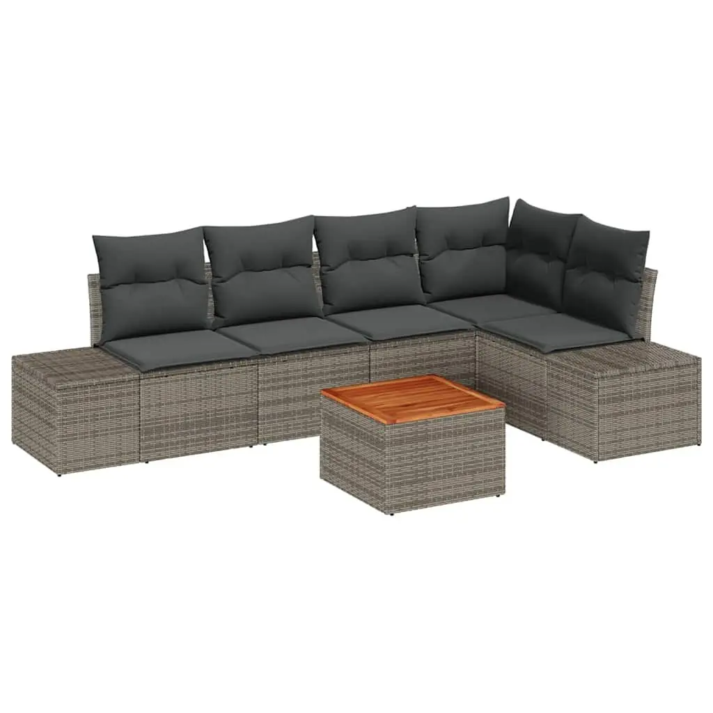 Modular Garden Sofa Set Grey 6 Piece Outdoor Furniture Patio Sectional