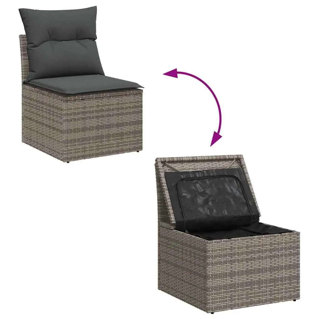 Modular Garden Sofa Set Grey 7 Piece Outdoor Furniture Poly Rattan Corner Lounge