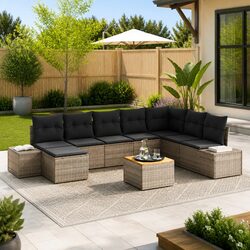 Friendly 9-Piece Grey Outdoor Sofa Set