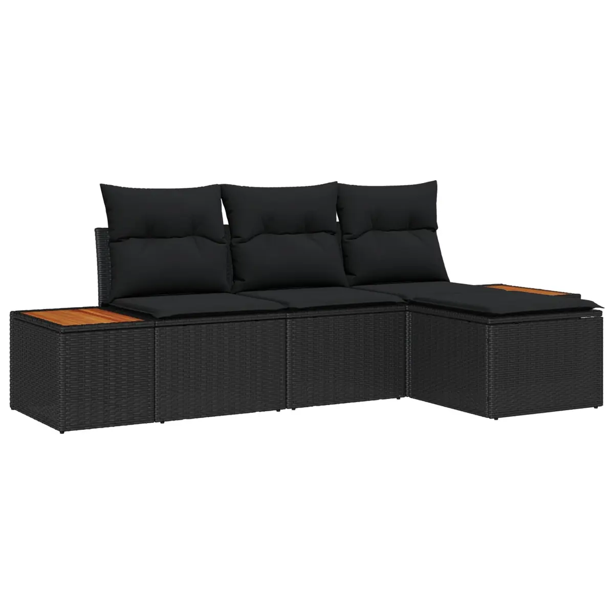 Outdoor Garden Sofa Set Modular Black Poly Rattan 4 Piece
