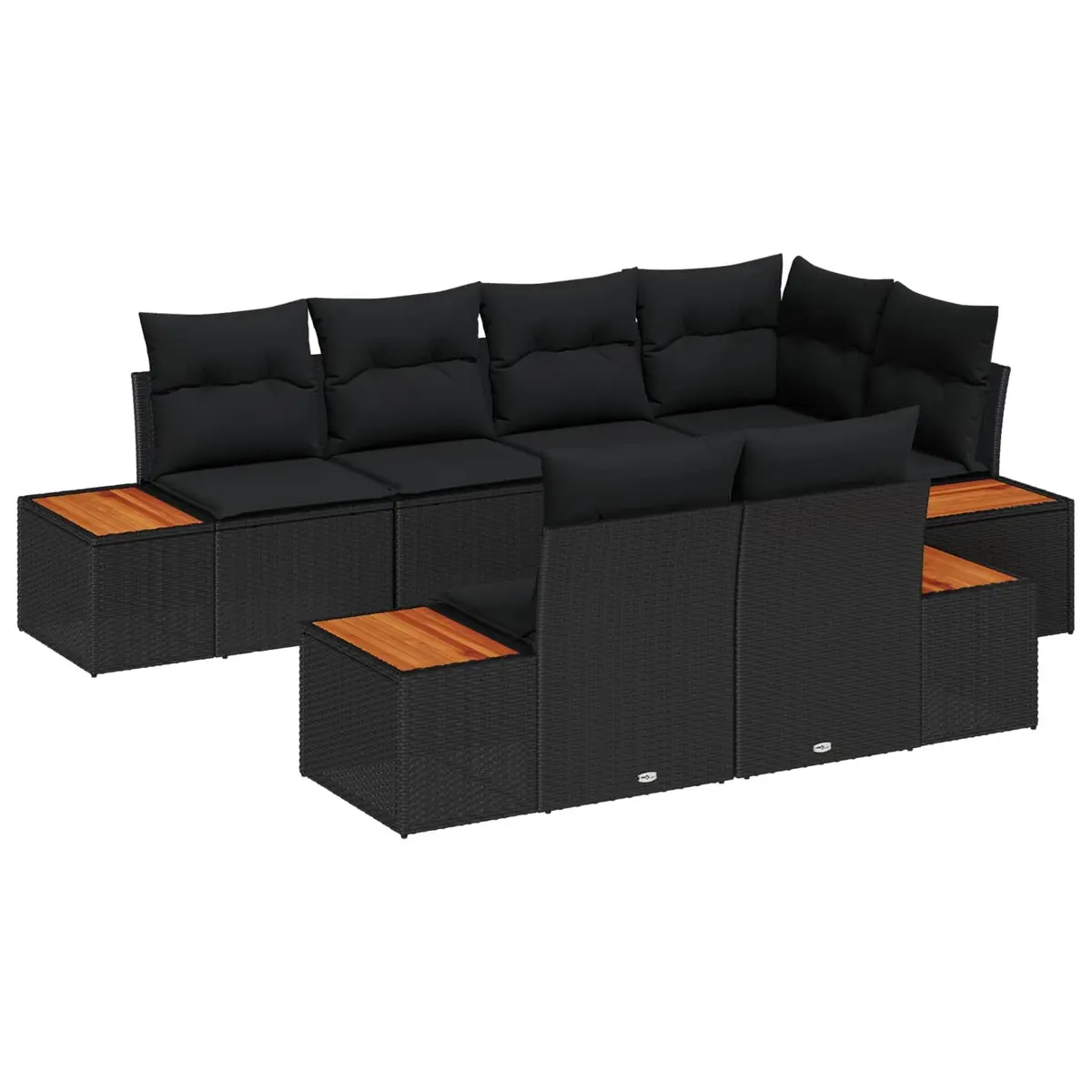 Outdoor Garden Sofa Set Modular Black 7 Piece Poly Rattan Lounge Seating